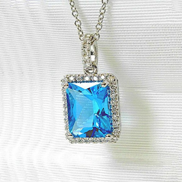 Jewelry - New 925 Silver Blue Sapphire Pedant Necklace